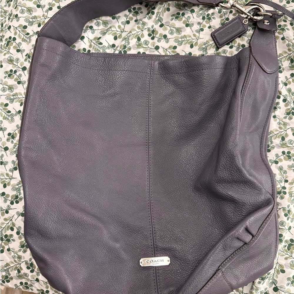 Coach Purple Hobo Bag with Leather and Slouchy Design